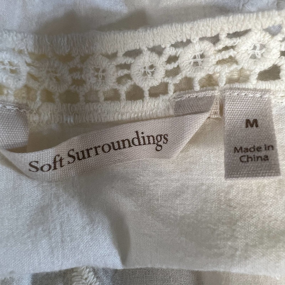Soft Surroundings Romantique Tunic Crochet Bell Sleeve Aged Yellow Lace Top M - Picture 6 of 8
